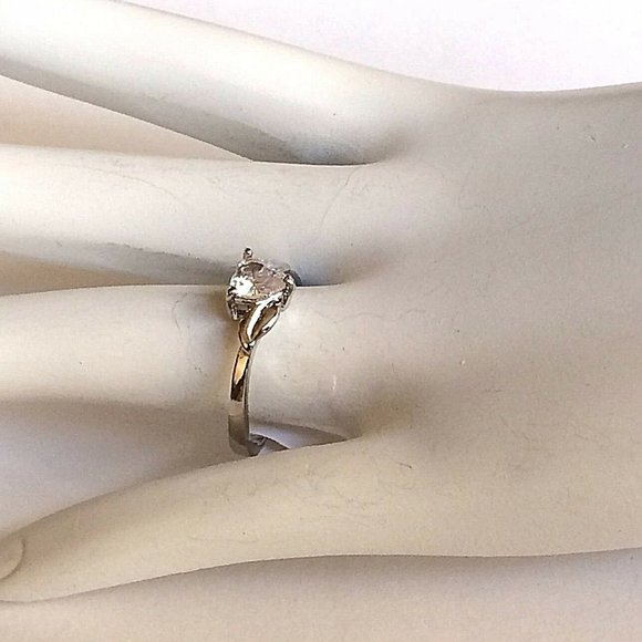Silver Heart Cubic Zirconia Ring Size 8 9 Solitaire Promise Plated Engagement - Picture 5 of 8